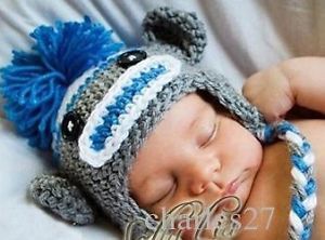 Handmade Baby Crochet Blue Sock Monkey Hat
