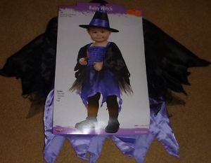 New Baby Witch Costume Dress Up Infant Size 12 18 Months Purple Blak Hat