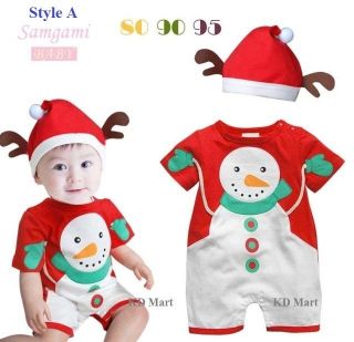 New Baby Boy Girl Santa Snowman Costume Onepiece Xmas Outfit Hat SIZE0 1 2