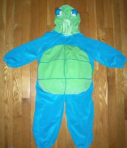 Plush Turtle Costume Babystyle Toddler 2T 3T Blue Green Stuffed Shell Hood EXC