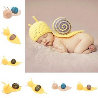 Snail Baby Knit Costume Photography Crochet Beanie Animal Hat Cap Newborn Prop