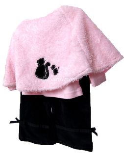 Starting Out Chic Black Pink Cat 3pc Baby Outfit New