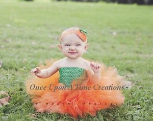 Little Pumpin Tutu Dress Newborn Baby Girl 3 6 12 Halloween Costume Orange