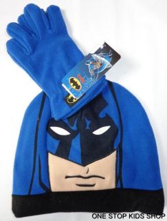 Spiderman or Batman Toddler Boys Costume Winter Set Hat Gloves Cap Super Hero