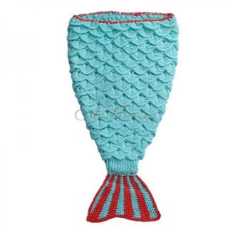 Newborn 12 Month Baby Girl Knit Crochet Mermaid Photo Props Costume Outfit 3pcs
