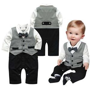 Baby Boy Kid Toddler Gentleman One Piece Romper Jumpsuit Clothing Outfit NL08