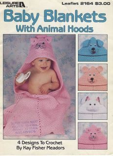 Adorable Animal Hooded Baby Blanket Crochet Pattern Dog Cat Bunny Bear Rabbit