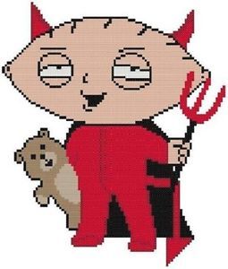 Cross Stitch Pattern Color Family Guy Baby Stewie Devil Satan Halloween Costume