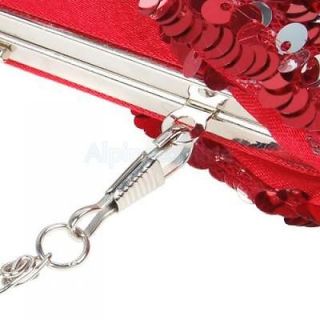 Women Fashion Dress Banquet Handbag Glittering Sequins Lady Bag Red New