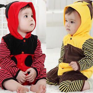 Baby Infant Toddler Fleece Ladybird Bee Costume Fancy Dress Romper Outfit 0 24M