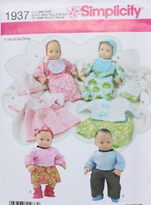 15" Baby Doll Clothes Simplicity Sewing Pattern 1937 New Twins Boy Girl Uncut