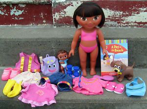 Dora The Explorer Dress Up Adventure 16" Doll Lot Clothes Book Puppy Baby