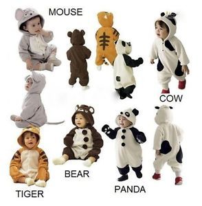Baby Animal Mouse Tiger Bear Cow Panda Costume Romper Snowsuit One Piece Pyjamas