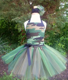 Camo Tutu Dress Pageant Birthday Costume Camouflage Army Fatigue Mossy