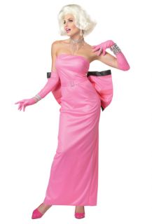 Medium Marilyn Monroe 4 PC Pinup Girl Pink 1950's Costume Dress Belt Bow Gloves
