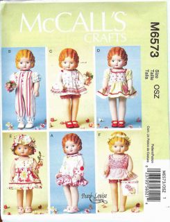 McCalls Sewing Pattern 6573 Baby Doll 18" Clothes Vintage Clothing New Uncut