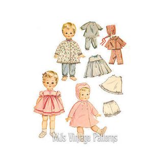 Vtg Baby Doll Clothes Dress Coat Pajamas Pattern 22" 23" 24" Toodles Kissy