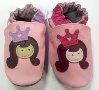New Robeez Leather Soft Sole Infant Shoes Princess Pink w Pink or Purple Crown