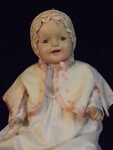 Big 25" Cuddly Cute Antique 1930s Composition Baby Doll in Antique Baby Clothes