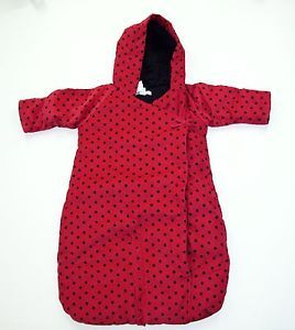 New Baby Gap Girls 3 6 Mon Red Black Polka Dot Bunting Bag Convertible Hooded