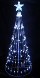6' White LED Light Show Cone Christmas Tree Yard Art