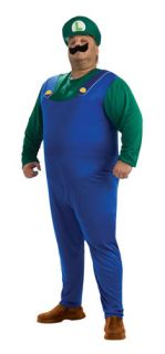 Mens Plus Size Luigi Super Mario Brothers Costume