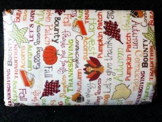 Thanksgiving Fall Leaves Acron Turkey Vinyl Tablecloth Flannel Back All Sizes