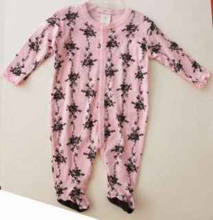 Little Mish Baby Girls Pink Floral Cotton 1 Piece Footie 3M $39