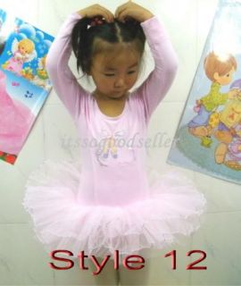Girl Leotard Ballet Tutu Dance Party Dress 2 8Y Toddler Costume Long Sleeve