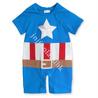 Baby Infant Toddler Boy Captain America Costume Romper Outfits 3 24 Months
