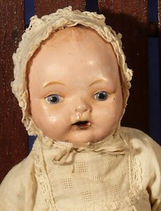 Adorable Early Horsman Composition Baby Doll 9" Open Mouth OOAK Antique Clothes