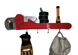 Sunbelt Gifts Pipe Wrench 3 D Wall Mounted Coat Rack Hall Tree with Shelves