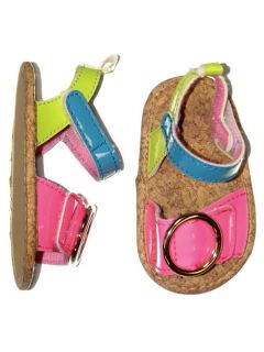 Girls Goldbug Flexible Summer Shoes Neon Multi Colored Block Infant Baby Sandals