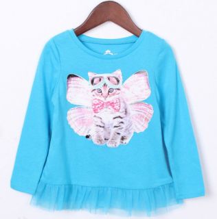 Kid's Clothes Baby Girls T Shirt Blue Long Sleeve Top Size 4T Fit 3 4 Years