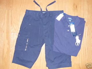 Boy Lot Polo Ralph Lauren Navy Cargo Short Polo Shirt Set Size 18 20 XL