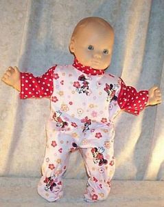 Doll Clothes Fit American Girl Bitty 16" inch Baby Pajamas Minny Mouse Footed