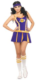 Lakers Cheerleader Costume Leg Avenue Adult Women Sexy Skirt Dress Halloween