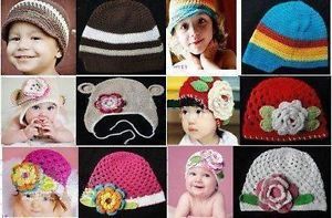 Beautiful Girls Crocheted Hats Beanies Newsboy with Flowers Baby to Age 8