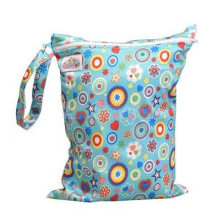 4X Blue Patterned Zipper Waterproof Reusable Baby Cloth Diaper Nappy Wet Dry Bag