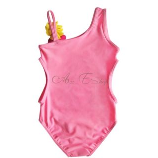 Girl Kid Flower One Shoulder Swimsuit Monokini Swimwear Swimming Costume Sz 3 8