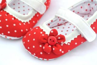 Red Mary Jane Toddler Baby Girl Crib Shoes Size 2 3 4