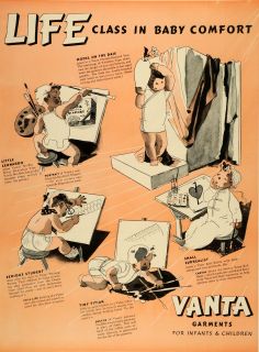1939 Ad Vanta Garments Baby Clothing Infant Children Training Panties Union Suit