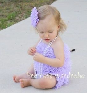 Baby Girls Lavender Lace Ruffles Petti Romper NB 3Y
