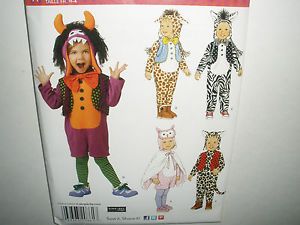 Simplicity 0861 Toddler Boy Girl Costume Pattern 1 2 4 Owl Monster Zebra Giraffe