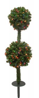 4' in Outdoor Pre Lit Christmas Topiary Ball Stake Tree