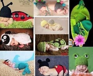 9 Pcs Sets Hand Knitted Baby Crocheted Photography Prop Newborn Costume Outfits