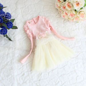 Pink Toddler Girls Princess Long Sleeve Tutu Kids Dress Skirt Clothes 5 6Y NL03