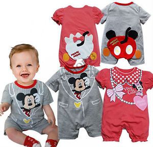 Baby Boys Girls Mickey Minnie Casual Romper Pants Bodysuit Jumpsuits Clothes