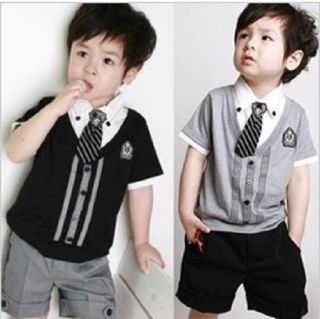 Kids "Wedding Party Christening" Boys Baby Tie Shirt Pants Outfit Set Sz 1 7Y