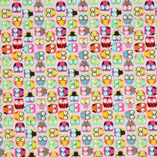 Timeless Treasures Mini Owls Tossed Pink Birds Baby Kids Cotton Quilt Fabric Yd